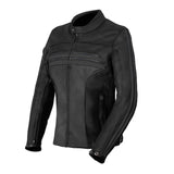 Women's leather motorcycle jacket