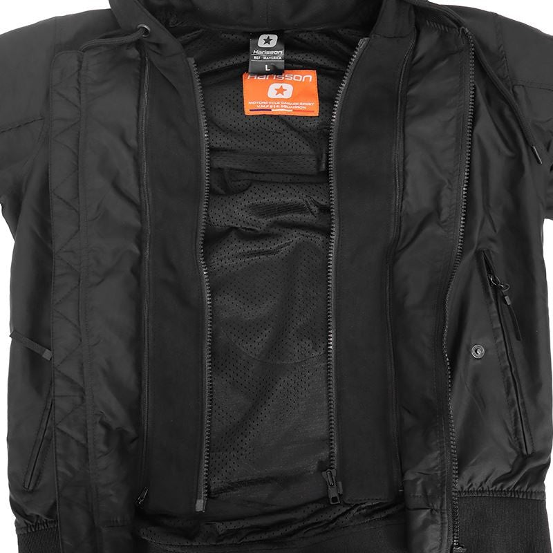 Bombers Moto Maxtex 300d Homme Harisson Maverick Noir CE - LE PRATIQUE DU MOTARD