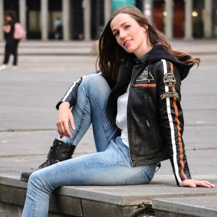 Blouson cuir moto rétro chic pour femme | LEGENDARY 58™ - LE PRATIQUE DU MOTARD