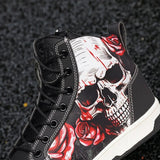 Basket Moto Skull & Roses Montante | URBANDARK™ - LE PRATIQUE DU MOTARD