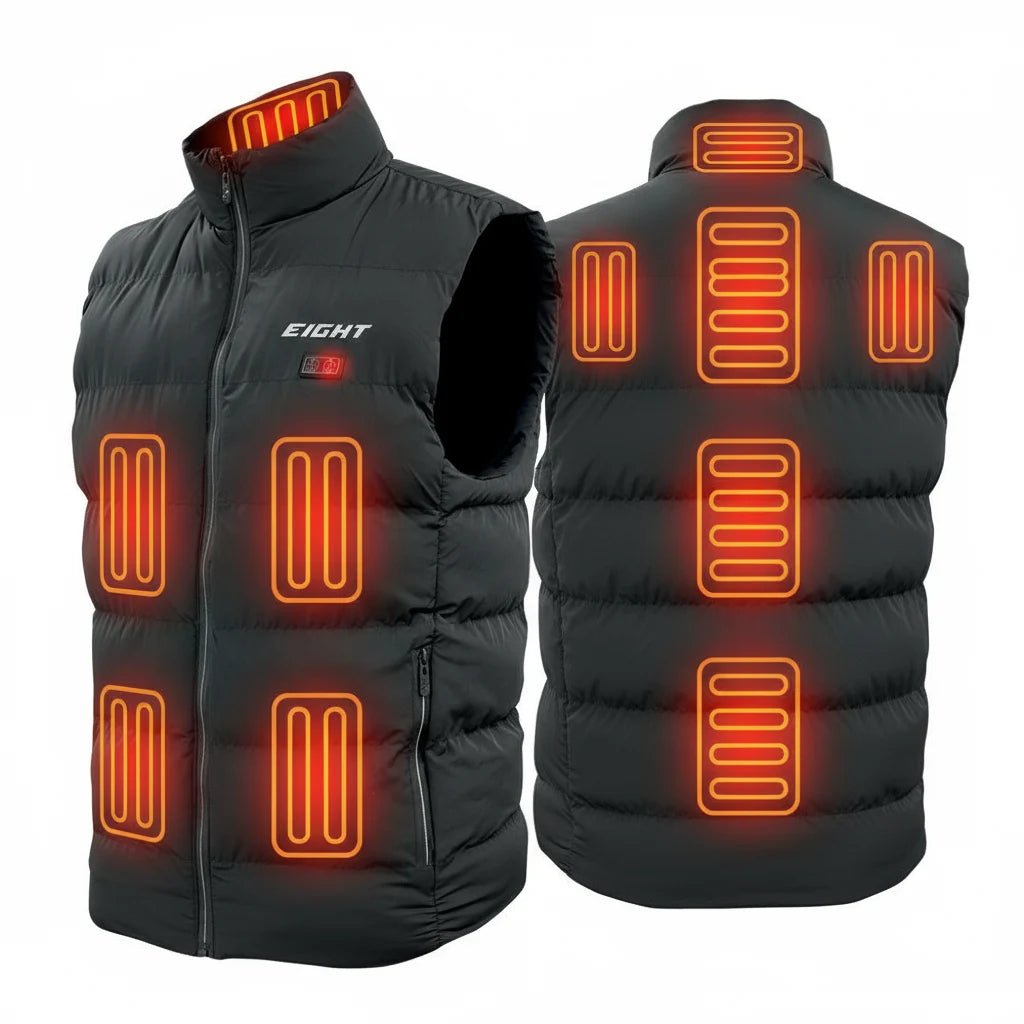 Gilet Chauffant EIGHT MAGMA - 9 Zones Chauffantes - Anti - Froid Professionnel - Moto & Outdoor - LE PRATIQUE DU MOTARD
