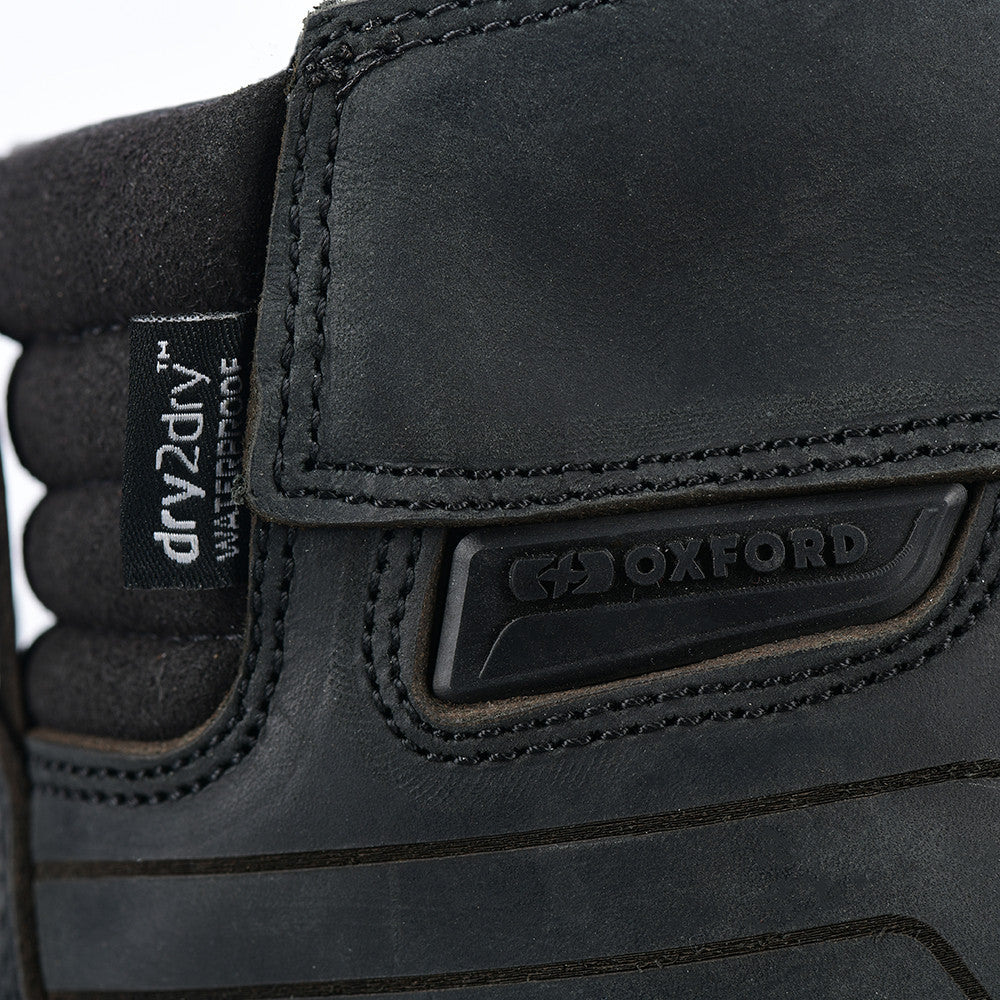 Bottes Moto Homme Oxford Kickback — Cuir Imperméable Casual Montant, Noir