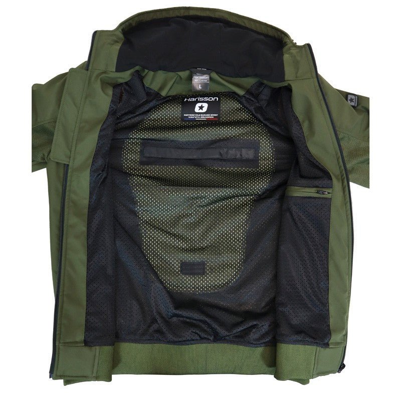 Veste Moto Mesh Ventilé Homme Harisson Carter Kaki CE - LE PRATIQUE DU MOTARD
