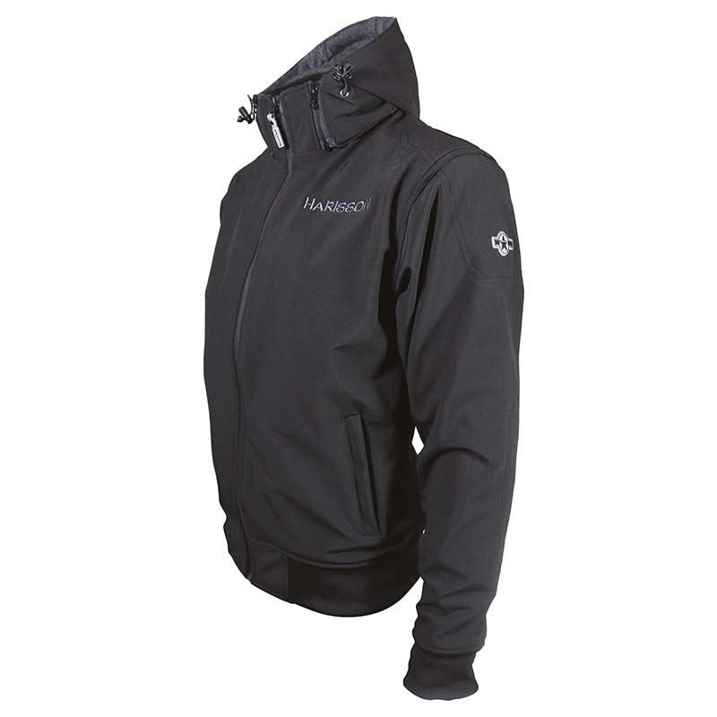 Veste Moto Softshell Homme Harisson Stewart Noir CE - LE PRATIQUE DU MOTARD
