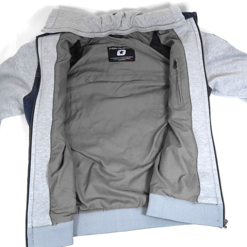 Veste Moto Coton Chiné Homme Harisson West Side II Bleu/gris CE - LE PRATIQUE DU MOTARD