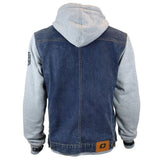 Veste Moto Coton Chiné Homme Harisson West Side II Bleu/gris CE - LE PRATIQUE DU MOTARD