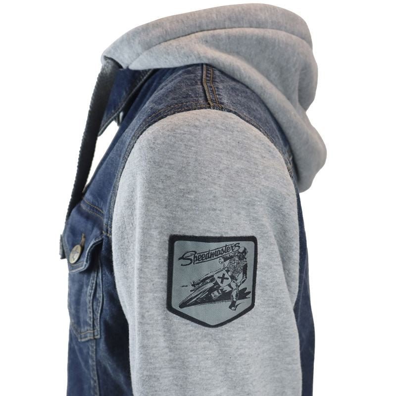 Veste Moto Coton Chiné Homme Harisson West Side II Bleu/gris CE - LE PRATIQUE DU MOTARD