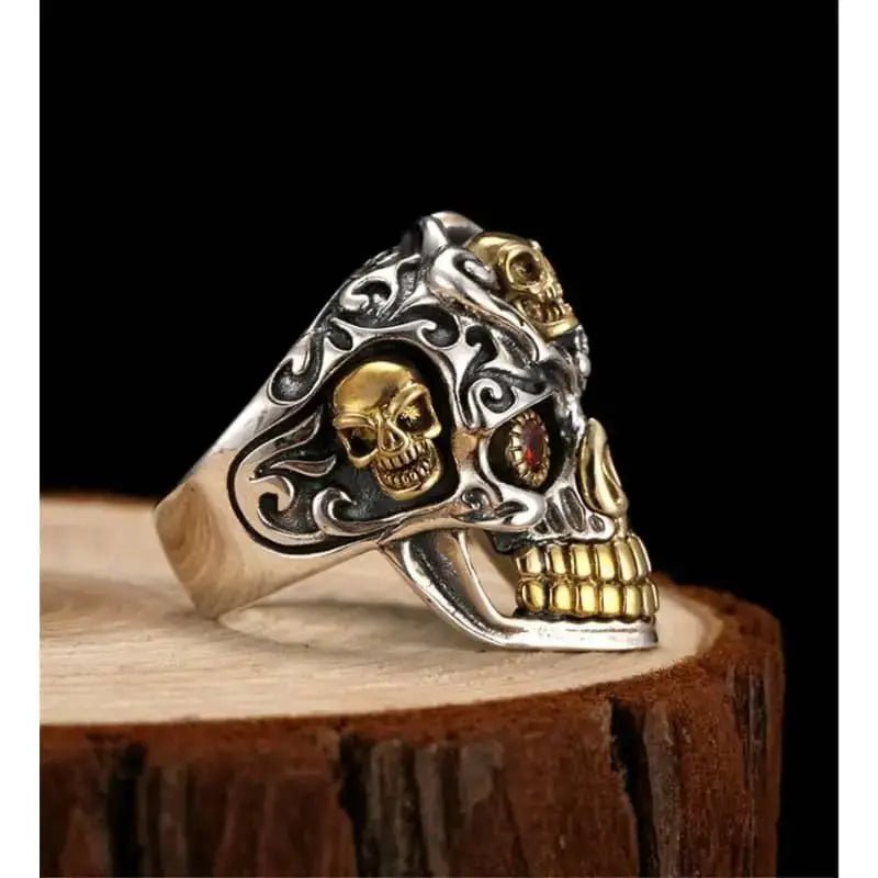 Bague motard tête de mort égyptienne (Argent) - LE PRATIQUE DU MOTARD