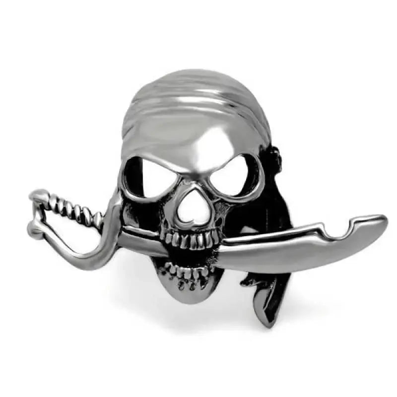 Bague motard - Tête de mort ténébreuse (argent) - Le Pratique du Motard