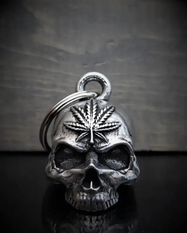 Cloche de moto unique Bravo bells " Clochette crâne feuille de cana " - Le Pratique du Motard