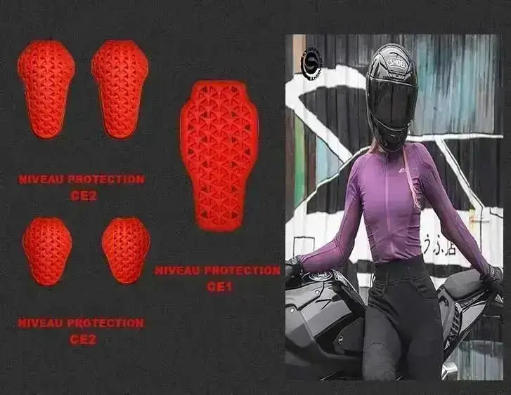 Gilet de Protection Femme Moto - Violet - Le Pratique du Motard