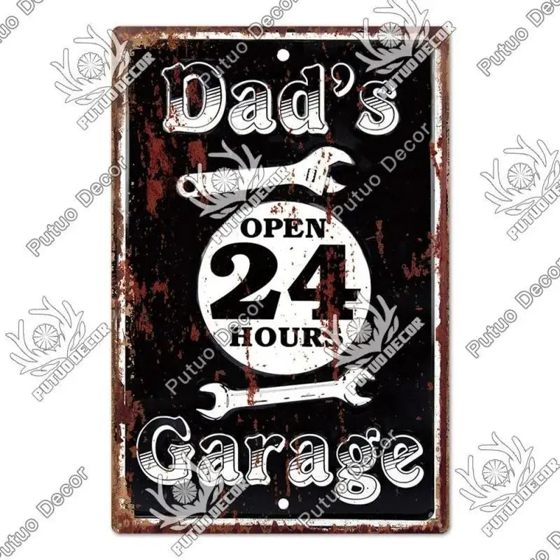 Plaque décorative métallique Garage - Le Pratique du Motard
