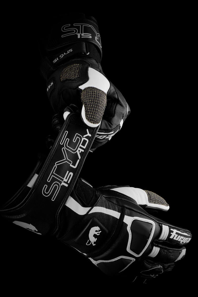 Gants Moto Furygan STYG15 LADY Noir - Blanc — Certifié CE - LE PRATIQUE DU MOTARD