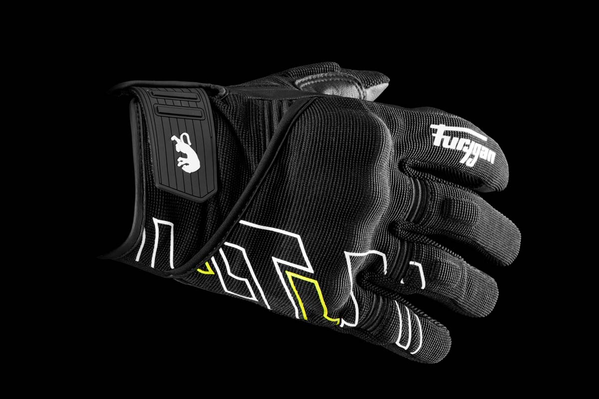 Gants Moto Furygan JET NEON D3O® Noir - Blanc - Jaune stab — Certifié CE - LE PRATIQUE DU MOTARD