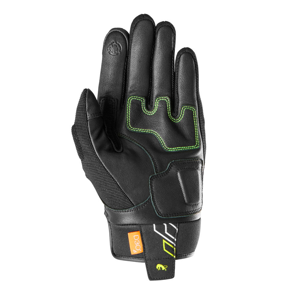 Gants Moto Furygan JET NEON D3O® Noir - Blanc - Jaune stab — Certifié CE - LE PRATIQUE DU MOTARD