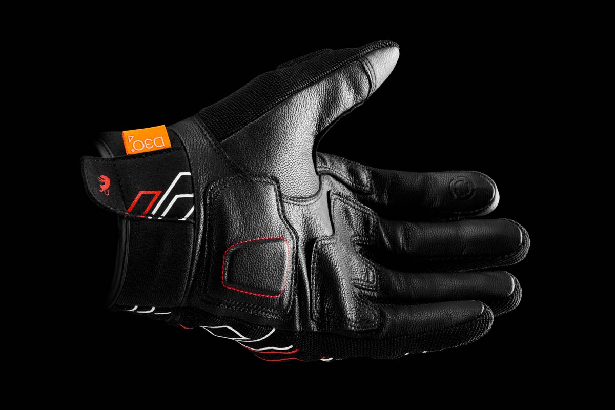 Gants Moto Furygan JET NEON D3O® Noir - Blanc - Rouge — Certifié CE - LE PRATIQUE DU MOTARD
