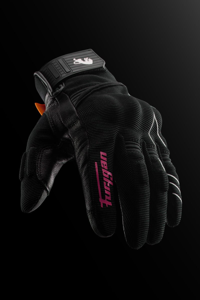 Gants Moto Furygan JET NEON D3O® LADY Noir - Blanc - Rose — Certifié CE - LE PRATIQUE DU MOTARD