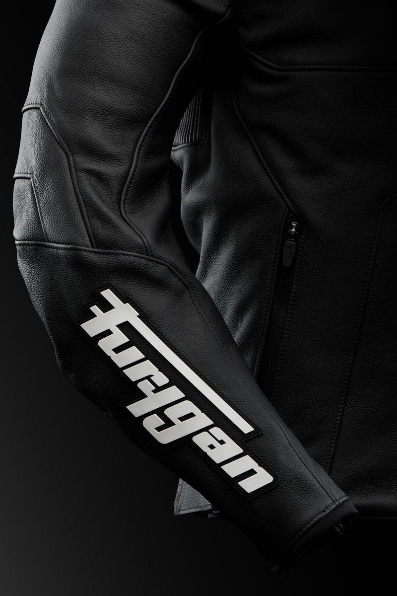 Blouson Cuir Moto Homme Homologué AAA 98 % Cuir — Noir-Blanc, vue detail 1