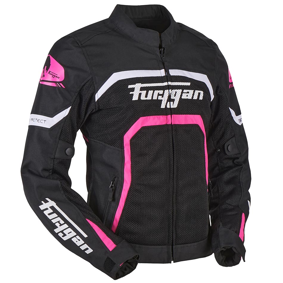 Blouson Moto Furygan MYSTIC EVO VENTED — Protection CE Niveau A Noir - Blanc - Rose - LE PRATIQUE DU MOTARD