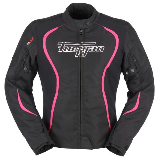 Blouson Moto Furygan ODESSA — Protection CE Niveau AA Noir - Blanc - Rose - LE PRATIQUE DU MOTARD