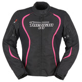 Blouson Moto Furygan ODESSA — Protection CE Niveau AA Noir - Blanc - Rose - LE PRATIQUE DU MOTARD