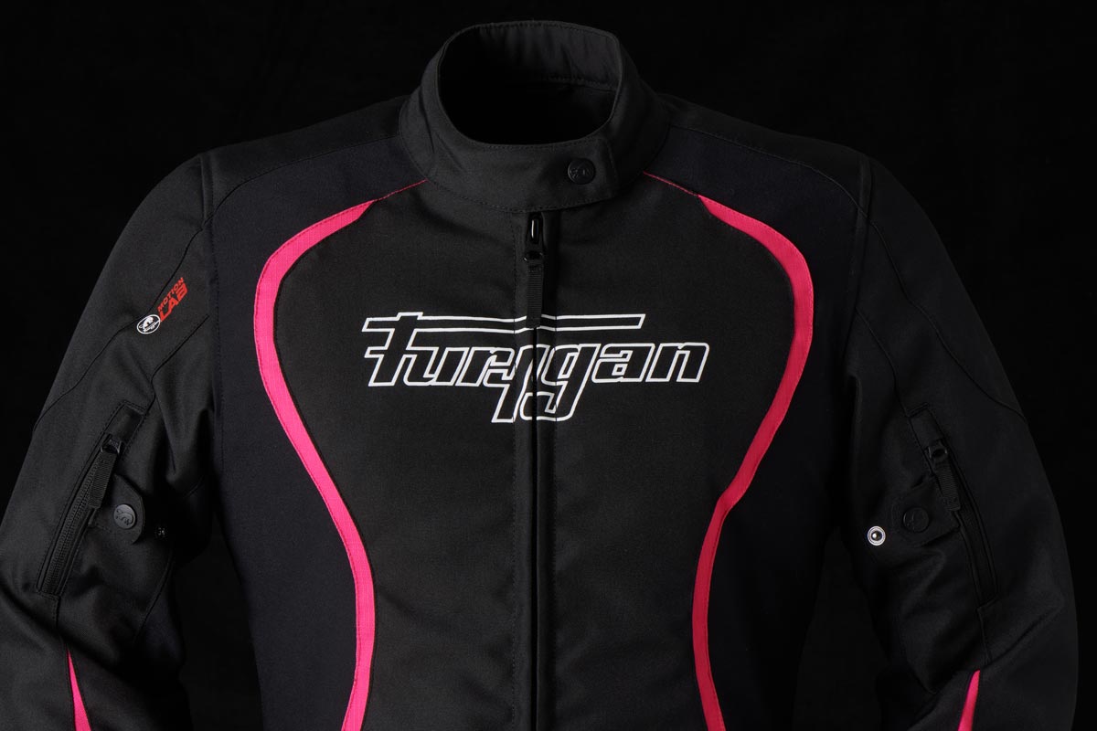 Blouson Moto Furygan ODESSA — Protection CE Niveau AA Noir - Blanc - Rose - LE PRATIQUE DU MOTARD