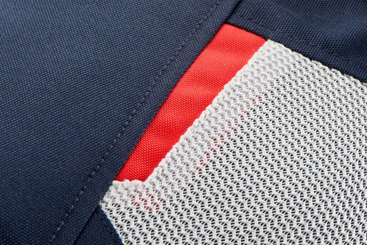 Blouson Moto Furygan BROOKS VENTED+ — Protection CE Niveau A Bleu - Pearl - Rouge - LE PRATIQUE DU MOTARD