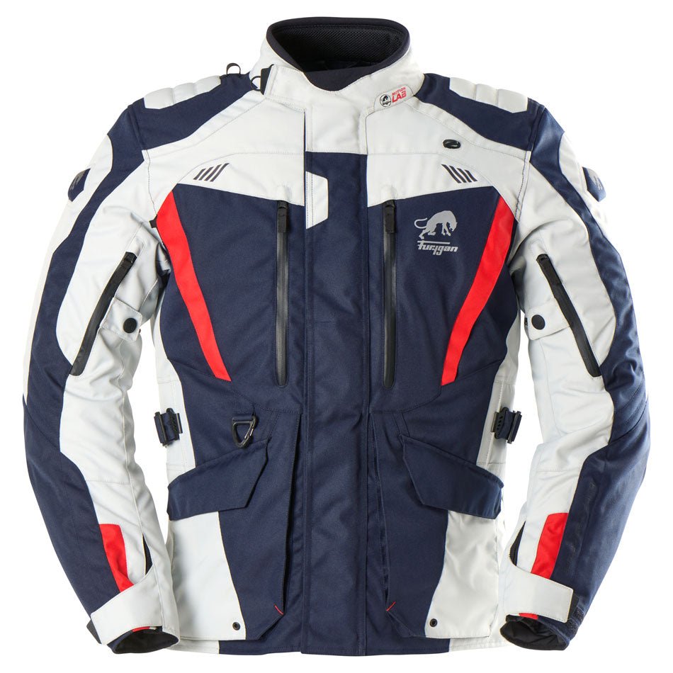 Blouson Moto Furygan APALACHES EVO — Protection CE Niveau AA Bleu - Pearl - Rouge - LE PRATIQUE DU MOTARD