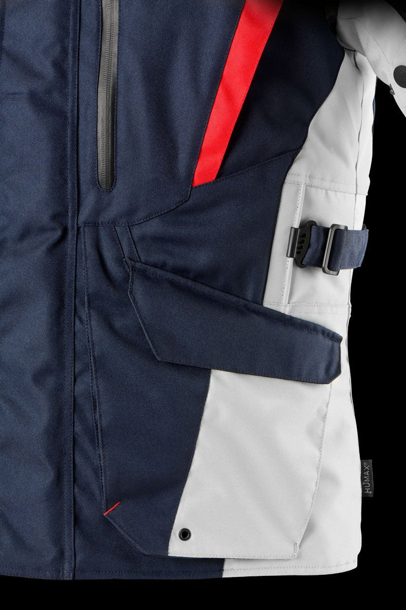 Blouson Moto Furygan APALACHES EVO — Protection CE Niveau AA Bleu - Pearl - Rouge - LE PRATIQUE DU MOTARD