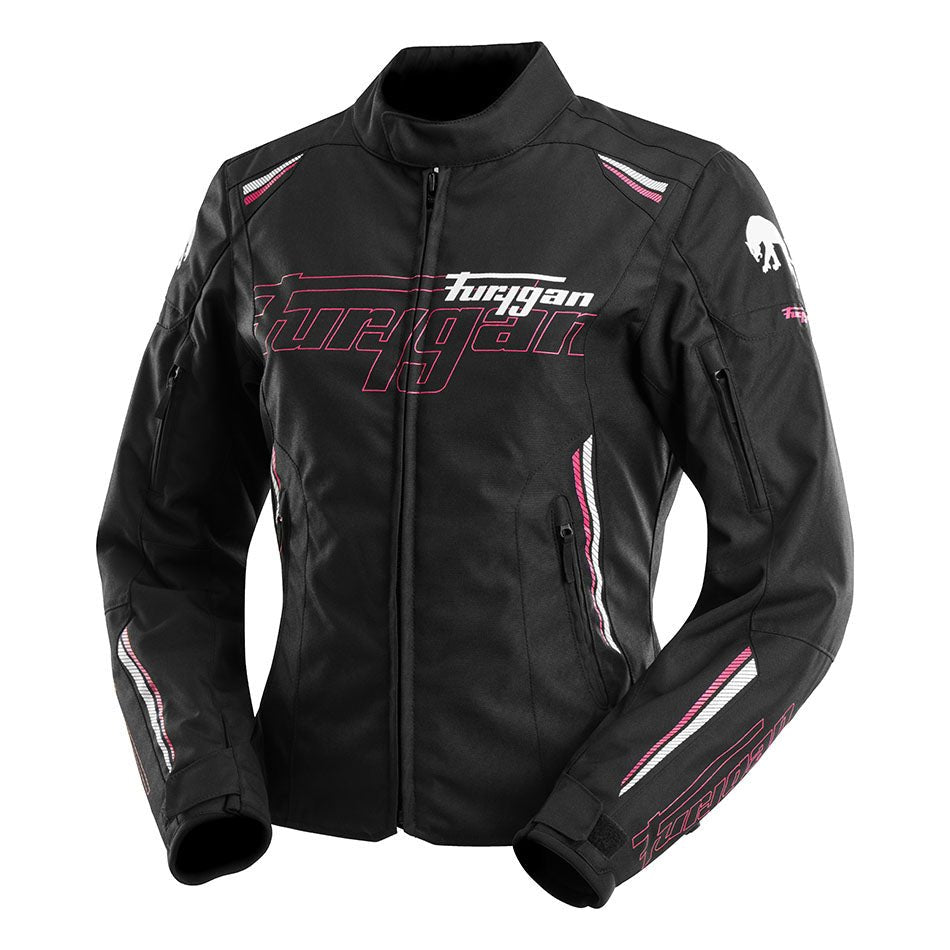 Blouson Moto Furygan AGATA — Protection CE Niveau AA Noir - Blanc - Rose - LE PRATIQUE DU MOTARD