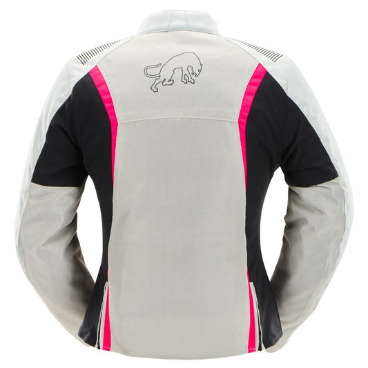 Blouson Moto Femme Clair Perle et Rose | Furygan™ Odessa Evo 3in1 Vented+ Pearl Noir Rose — détail