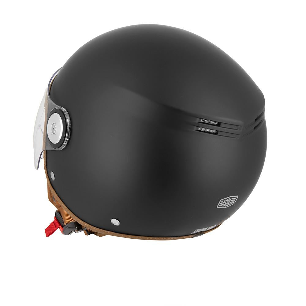 Casque Jet Moto Homologué ECE 22.06 Double Coque | GASOLINE S100 Octane Noir Mat — L’arrière