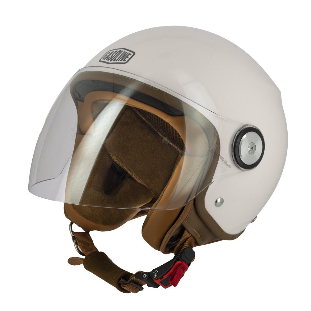Casque Jet Moto Vintage Crème Homologué ECE 22.06 | GASOLINE S100 Octane — Le casque