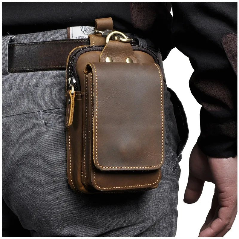Pochette Ceinture en Cuir Véritable – Style Rétro et Ultra - Pratique - LE PRATIQUE DU MOTARD