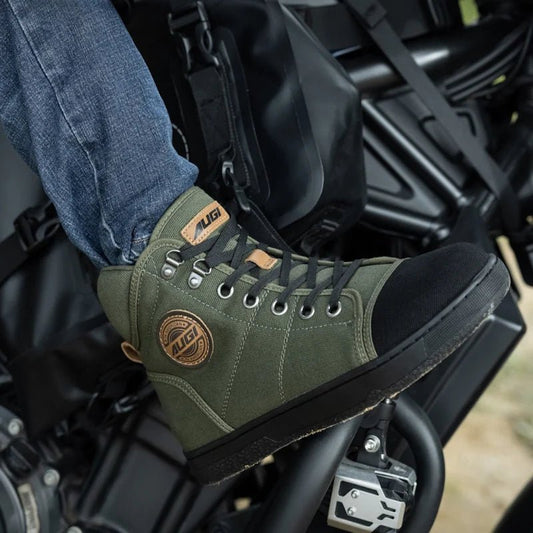 Basket Moto Vintage en Toile avec Semelle Blindée | AUGI HERITAGE™ - LE PRATIQUE DU MOTARD