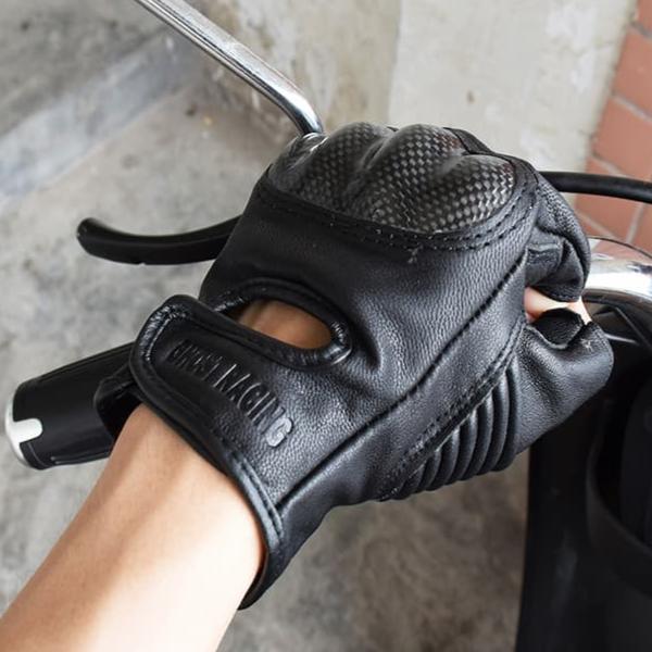 Gants Mitaine moto cuir avec Coque Carbone - LE PRATIQUE DU MOTARD