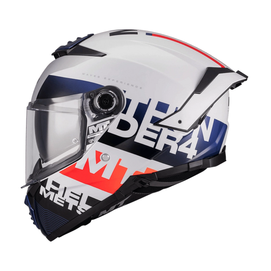 Casque Intégral MT Thunder 4 SV Waves Blanc/Marine Gloss — ECE 22.06 - LE PRATIQUE DU MOTARD