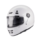 Casque intégral rétro MT Jarama SV blanc nacré, vue trois-quarts face visière fermée - LE PRATIQUE DU MOTARD