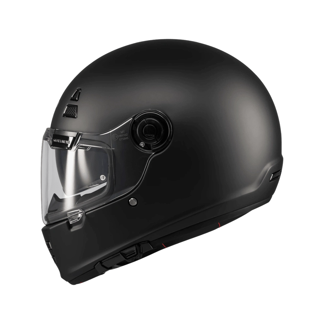 Casque intégral rétro MT Jarama SV noir mat de profil, ligne café racer - LE PRATIQUE DU MOTARD