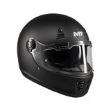 Casque intégral MT café racer noir mat trois-quarts avant, écran panoramique large