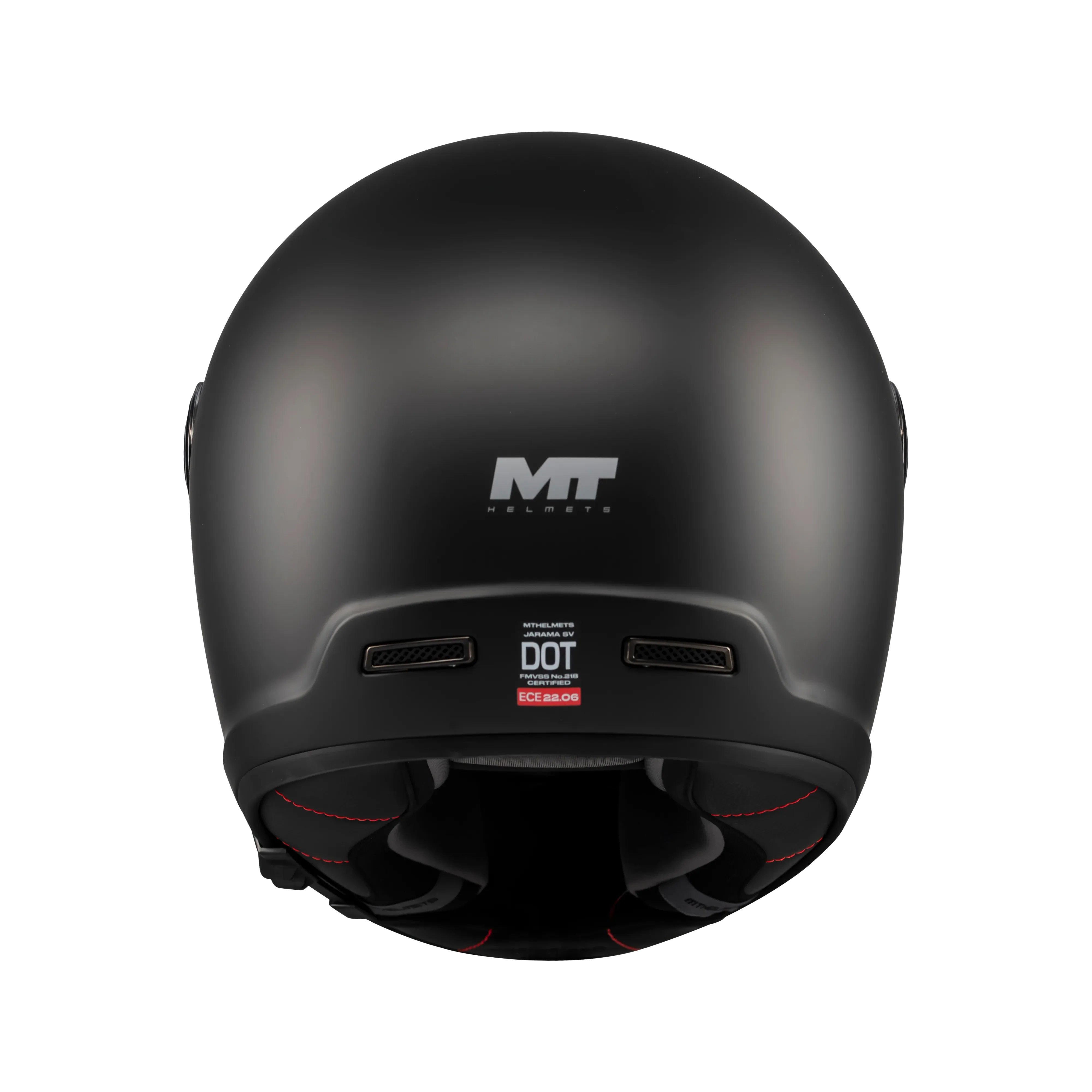 Casque intégral rétro MT Jarama SV Noir Mat — vue du dessus — Le Pratique du Motard