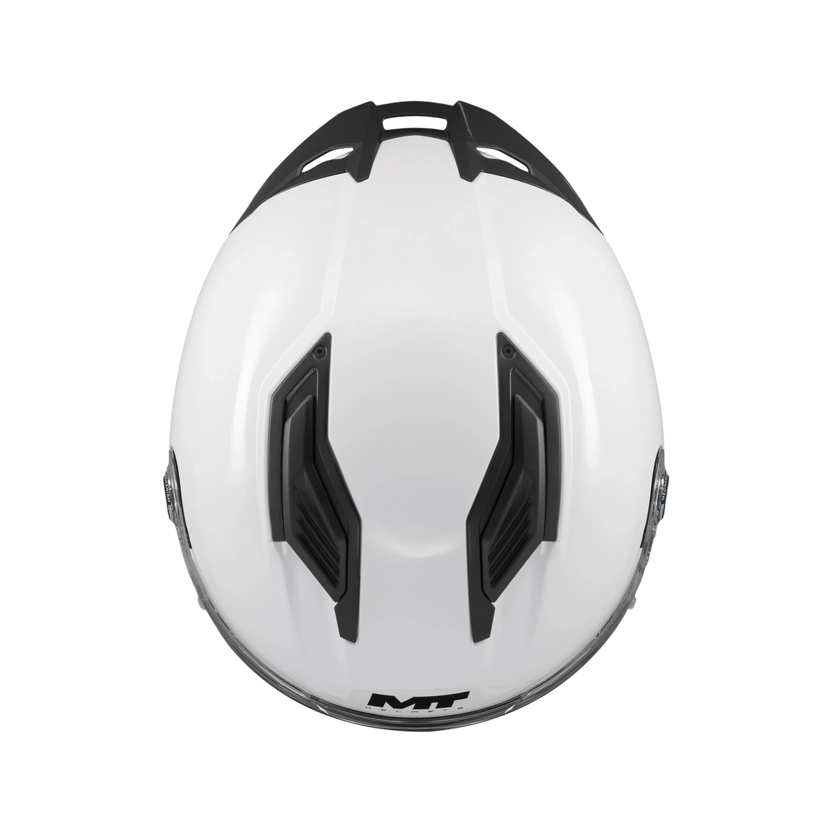 Casque intégral MT Stinger 2 blanc nacré vue de dessus extracteurs de ventilation