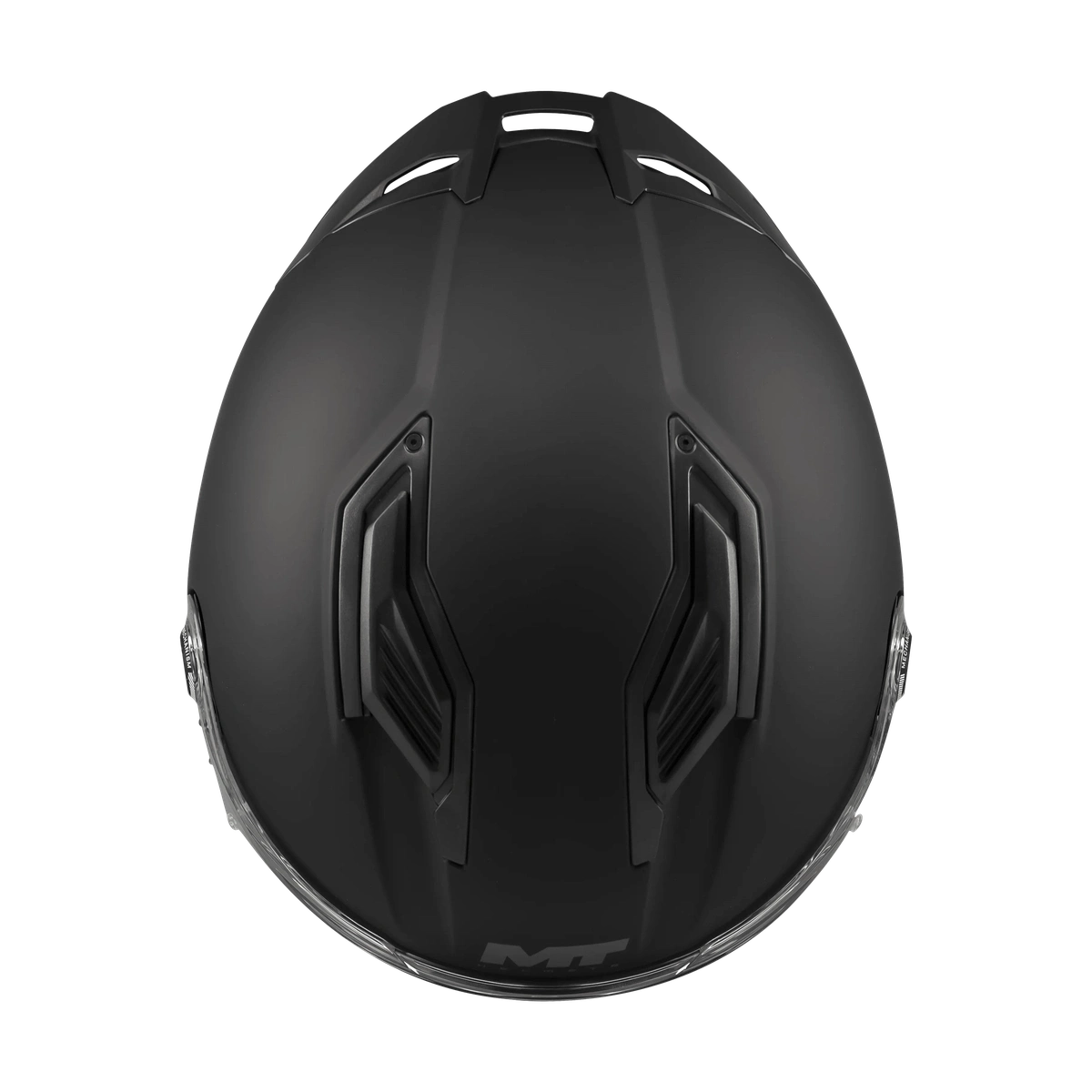 Casque intégral MT Stinger 2 noir mat vue de dessus extracteurs de ventilation