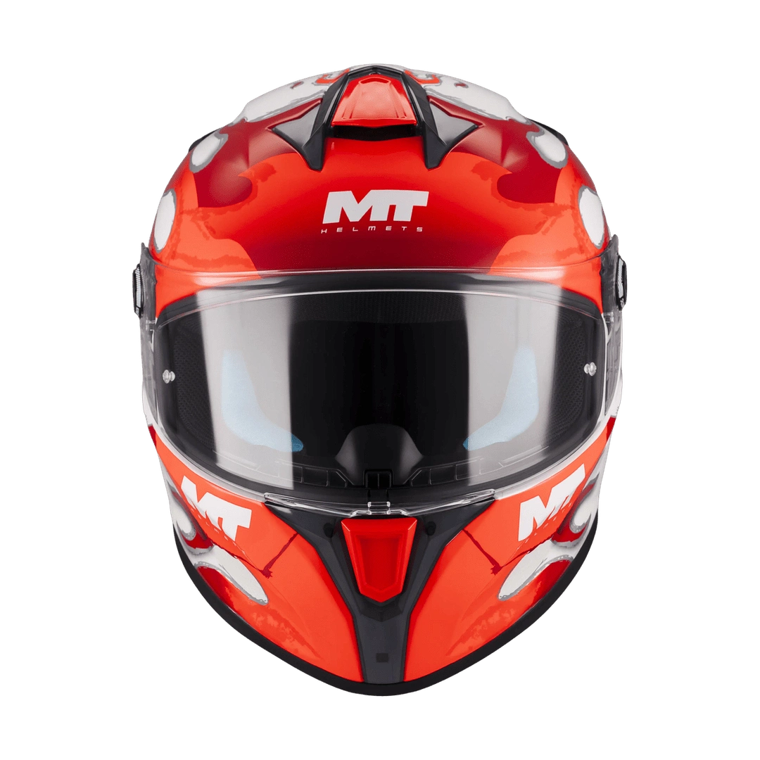 Casque intégral moto Targo S Yamanaka rouge vue de face visière fermée