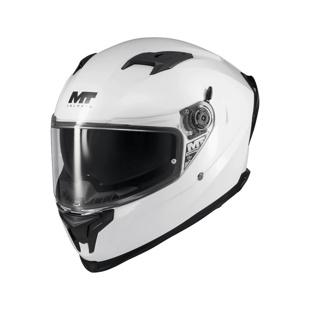 Casque intégral MT Braker SV blanc nacré vue trois-quarts avant visière fermée - LE PRATIQUE DU MOTARD