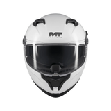 Casque intégral homologué ECE 22-06 MT Braker SV blanc de face, visière et ventilation mentonnière