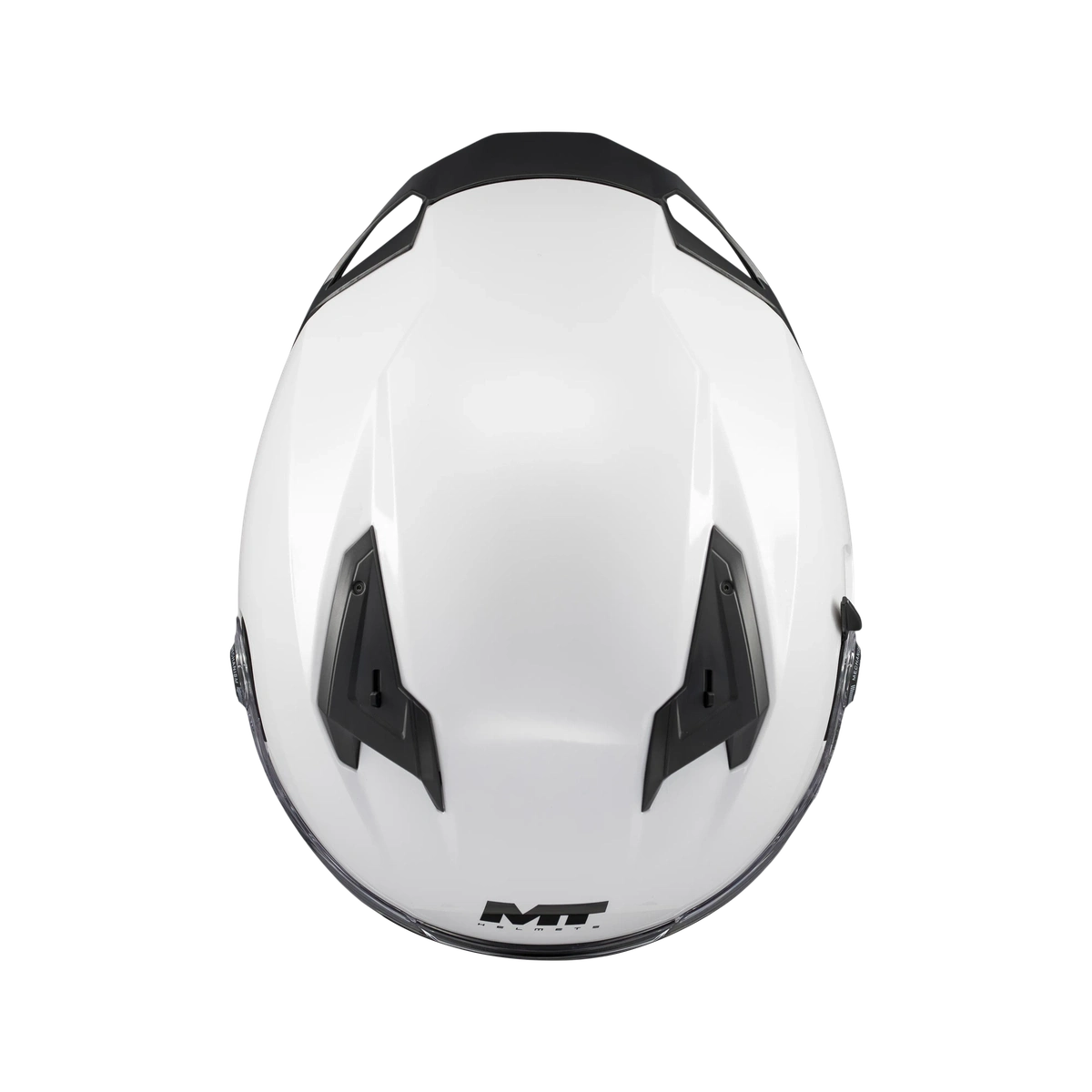 Casque intégral MT Braker SV blanc vue de dessus avec extracteurs d'air et ventilations supérieures