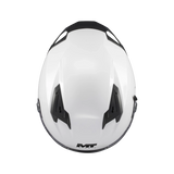 Casque intégral MT Braker SV blanc vue de dessus avec extracteurs d'air et ventilations supérieures