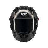 Casque intégral MT KRE+ S Pure noir gloss de face, écran fumé et ventilations frontales