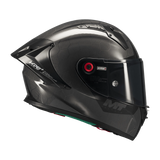 Casque intégral MT KRE+ S Pure noir gloss de trois-quarts arrière, tressage des fibres composites